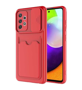 Galaxy A72 Kılıf ?Zore Kartix Kartlık Bölmeli Kılıf (Kırmızı)