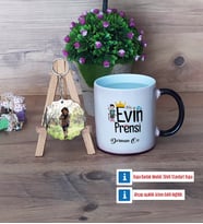 Evin Prensi Kupa Bardak Beyaz ve Fotoğraflı Ahşap Anahtarlık Hediye (Model 9)