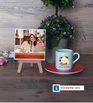Diyetisyen Fotoğraflı Dekoratif Taş, Ahşap Altlıklı Türk Kahvesi Fincanı Hediye (Model 8)