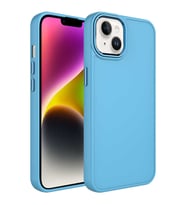 Apple iPhone 14 Kılıf Metal Çerçeve ve Buton Tasarımlı Silikon Zore Luna Kapak (Buz Mavisi)