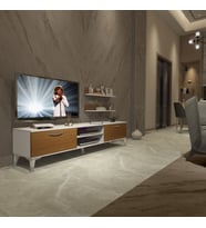 Decoraktiv Eko 4 Mdf Dvd Silver Tv Ünitesi Tv Sehpası - Parlak Beyaz (Beyaz - Ceviz)