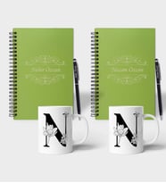 Kişiye Özel Ahşap Renkli Defter Kalem Kupa 2'li Hediye Seti (Model 4)