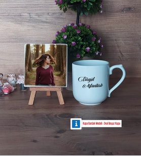 İsme Özel Fotoğraflı Dekoratif Taş, Kupa Bardak Beyaz Hediye (Model 5)