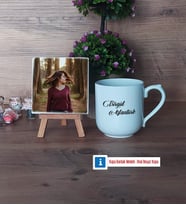 İsme Özel Fotoğraflı Dekoratif Taş, Kupa Bardak Beyaz Hediye (Model 5)