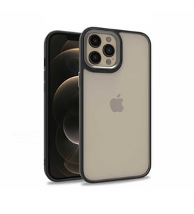 Apple iPhone 12 Pro Max Kılıf Zore Flora Buton, Kenar Çevresi Renkli Kılıf (Siyah)