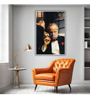 Metal Çerçeveli Temperli Cam Tablo Film Karakteri The Godfather (Gümüş)