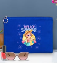 BK Gİft Yaz Temalı-2 Astarlı Portföy Çanta 30x21cm(12 Renk Seçeneği), Baskılı El Çantası, Organizer Çanta (Mavi)