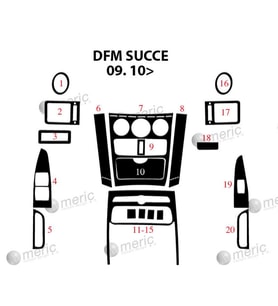 Meriç® DFM Succe Ön Torpido Kaplama Maun 20 Parça 2010-› (Piano Black)