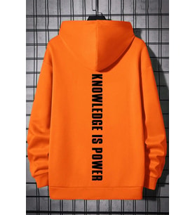 Knowledge is Power Baskılı Oversize Sweatshirt (Turuncu)
