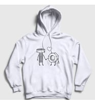 Presmono Unisex Beyaz Lovers V3 Valentine's Day Sevgililer Günü Kapüşonlu Sweatshirt 284920tt (Beyaz)