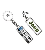 Kişiye Özel Plaka Metal Anahtarlık   Jeep Logo (Gümüş)