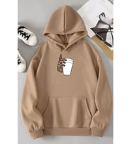 Dont Tupac Coffee Baskı Sweatshirt (Bej)