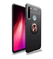 Xiaomi Redmi Note 8T Kılıf Yüzüklü Magnetli Ravel Case (Siyah-Rose Gold)