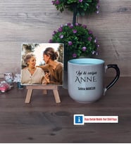 Anneye Doğum Günü Hediyesi Fotoğraflı Dekoratif Taş, Kupa Bardak Beyaz Hediye (Model 10)