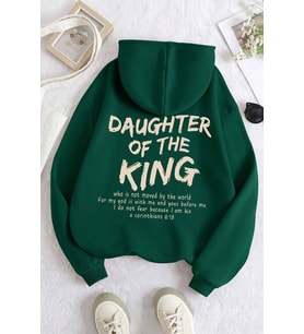 Daughter Of The King Baskılı Oversize Sweatshirt (Yeşil)