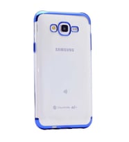 Galaxy J7 Kılıf İnce Köşeleri Renkli Şeffaf Silikon (Mavi)