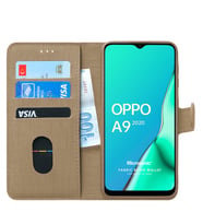 Microsonic Oppo A9 2020 Kılıf Fabric Book Wallet (Gold)