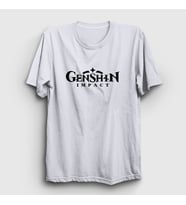 Presmono Unisex Sarı Logo Oyun Genshin Impact T-Shirt 360453tt (Beyaz)
