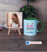 Edebiyat Öğretmeni Fotoğraflı Dekoratif Taş, Kupa Bardak Beyaz Hediye (Model 14)