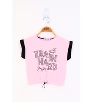 Toontoy Kız Çocuk Baskılı Taş İşlemeli Tişört (Pembe)