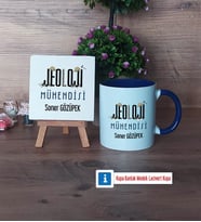 Jeoloji Mühendisi Dekoratif Taş, Kupa Bardak Kırmızı Hediye (Model 2)