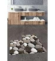 EVDEYA 3D Renkli Taş Desenli Yıkanabilir Silinir İkili Banyo Halısı Paspas Klozet Takımı, KLOZET-46-GRİ, (Kahverengi)