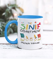 Sınıf Öğretmeni Tasarımlı Kişiye Özel Kupa Bardak (Mavi)