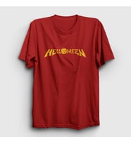 Presmono Unisex Haki Logo Helloween T-Shirt 148921tt (Kırmızı)