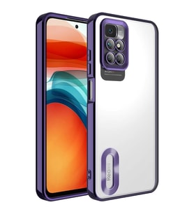 Xiaomi Redmi 10 Kılıf Kamera Korumalı Logo Gösteren Omega Kılıf (Mor)