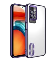 Xiaomi Redmi 10 Kılıf Kamera Korumalı Logo Gösteren Omega Kılıf (Mor)