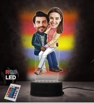 Doğum Günü Hediyesi,Sevgiliye Hediye, Kişiye Özel Fotoğraflı Musmutlu Çift Karikatür 3D Led Lamba (RGB)