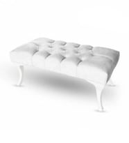 Kapitoneli Ayak Ucu Kapı Önü Antre Bench Puf 90 cm (Beyaz)