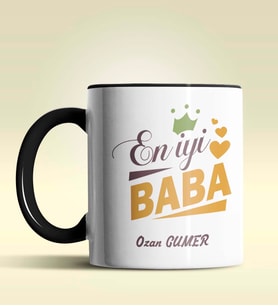 Kişiye Özel En İyi Baba Tasarımlı Siyah Kupa Bardak (Siyah)