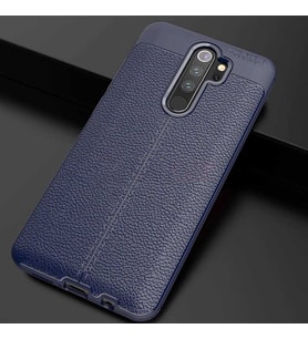 Xiaomi Redmi Note 8 Pro Kılıf Zore Niss Deri Desenli Silikon (Lacivert)