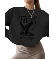 erkek bisiklet yaka kalın unisex Bej 3 iplik şardonlu kadın Sweatshirt Sweatshirt Melek düştü (Siyah)