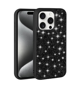 Vendas Apple iPhone 15 Pro Kılıf Parlak Taşlı Tasarım Zore Pırlanta Kapak (Siyah)