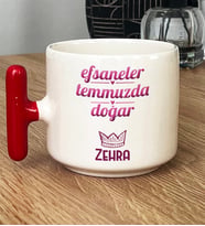 Kişiye Özel Yengeç Aslan Burcu Hediye T Kupa Bardak Doğum Günü Hediyesi (Kırmızı)