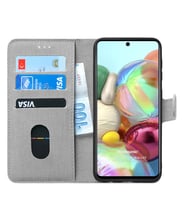 Microsonic Samsung Galaxy A71 Kılıf Fabric Book Wallet (Gri)