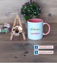 Biyolog Kupa Bardak Beyaz ve Fotoğraflı Ahşap Anahtarlık HediyeBiyologa Hediye (Model 6)
