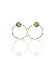 Kadir Jewellery 22 Ayar Altın Kaplama Kadın Halka Küpe -El İşçiliği Ve Hipoalerjenik Küpe (Açık Yeşil)