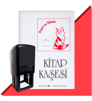 Kişiye Özel  Çizgili Kedi Tarihli Kitap Kaşesi (Kırmızı)
