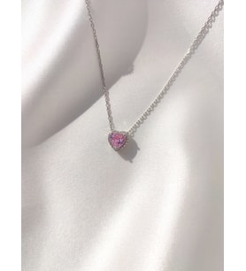925 Ayar Gümüş Zirkon Taş Pandora Kalpli Kolye (Pembe)