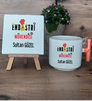 Endüstri Mühendisi Hediye Seti Kupa Bardak T Kulplu ve Dekoratif Taş Mühendisler Günü Hediyesi (Model 7)