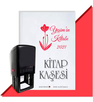 Kişiye Özel Çiçek Buketi 11 2021 Otomatik Kitap Kaşesi (Kırmızı)