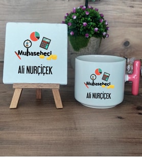 Muhasebeci Hediye Seti Kupa Bardak T Kulplu ve Dekoratif Taş Muhasebeciye Hediye (Model 4)