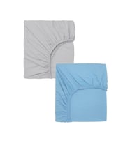 2 Adet 70 x 120 x 20 cm Anne Yanı Lastikli Penye Kumaş Bebek Çarşafı (Mavi-Gri)