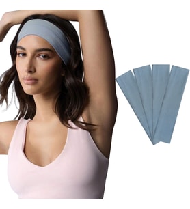 4'lü Spor Saç Bantları - Elastik Kaymaz İnce Saç Ter Kafa Bandı Bandana, Kadın & Erkek Koşu Fitness Yoga Pilates Makyaj Yüz Yıkama Atletik Egzersiz Saç Bandı (Açık Mavi)
