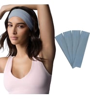 4'lü Spor Saç Bantları - Elastik Kaymaz İnce Saç Ter Kafa Bandı Bandana, Kadın & Erkek Koşu Fitness Yoga Pilates Makyaj Yüz Yıkama Atletik Egzersiz Saç Bandı (Açık Mavi)