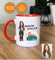 Kişiye Özel Karikatürlü Paramedik Hediye Kupa Bardak Kadın Paramediğe Tıp Bayramı Hediyesi (Turuncu)