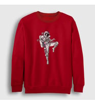 Presmono Unisex Beyaz Muay Thai Astronaut Uzay Sweatshirt 352952tt (Kırmızı)